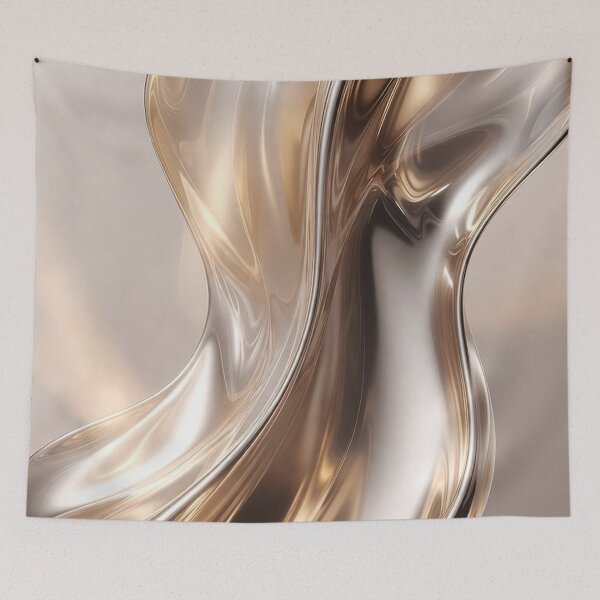 Item preview, Flowing Champagne Gold Liquid Sculpture Art designed and sold by IntelliMindDesigns.