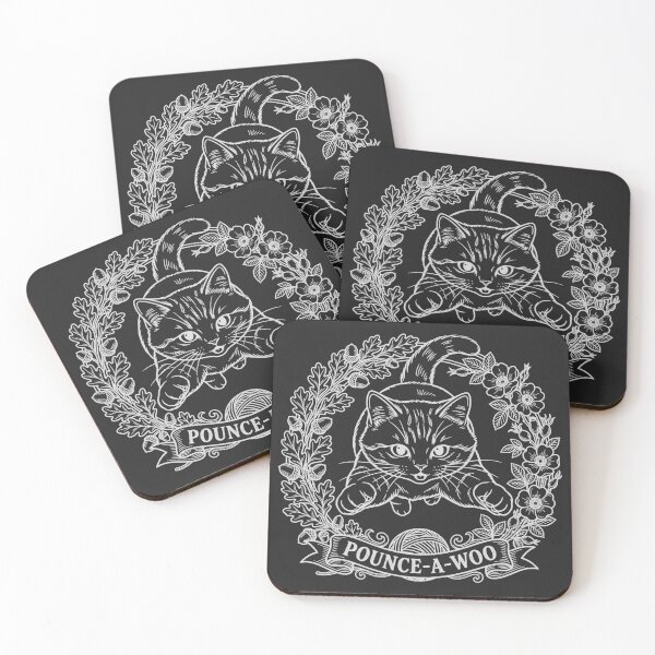 Item preview, Pouncing Cat with Floral Wreath - White Line Art designed and sold by sxtfejvseyn.