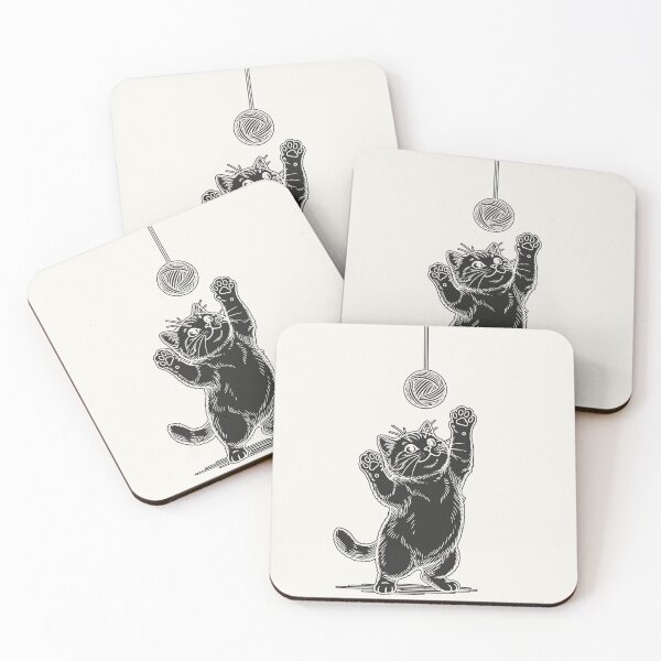 Item preview, Cat Standing Up Reaching for Yarn Ball - Black Silhouette designed and sold by sxtfejvseyn.