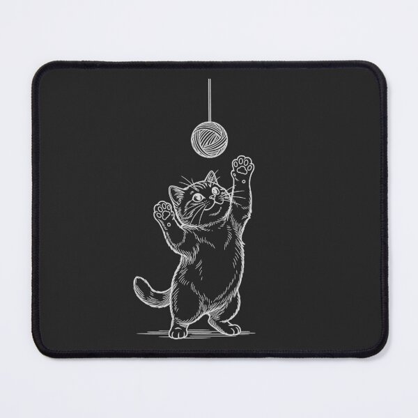Item preview, Cat Standing Up Reaching for Yarn Ball - White Line Art designed and sold by sxtfejvseyn.
