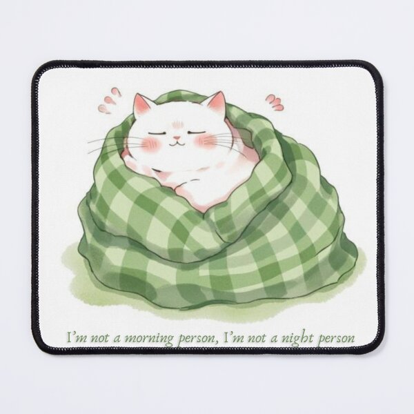 Item preview, Not a Morning Person Cute Plaid Blanket Cat designed and sold by GirlyVision.