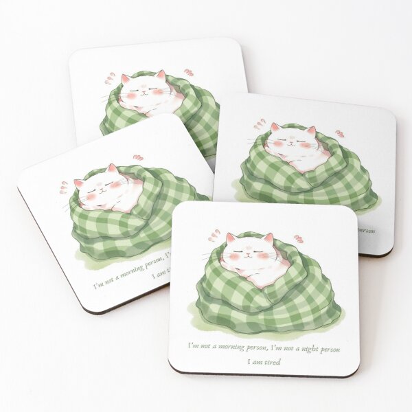 Item preview, Not a Morning Person Cute Plaid Blanket Cat designed and sold by GirlyVision.