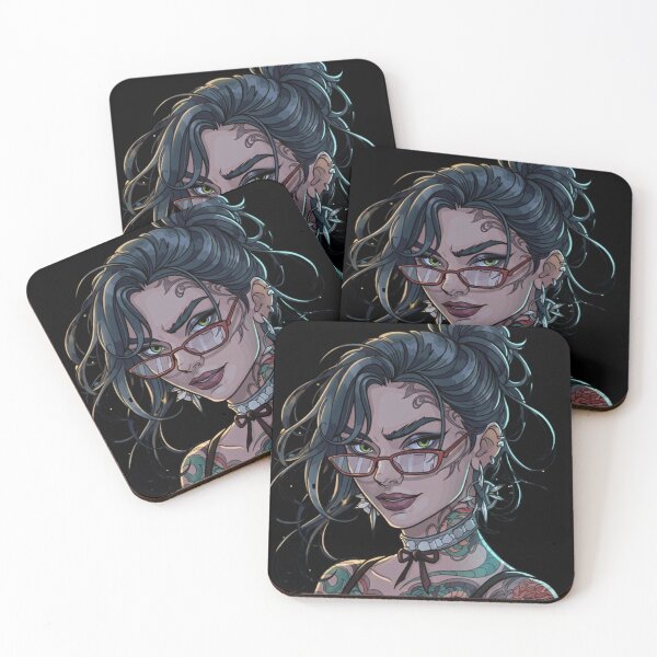 Item preview, .  Alternative Tattooed Girl with Glasses Portrait designed and sold by Lovereez collection .