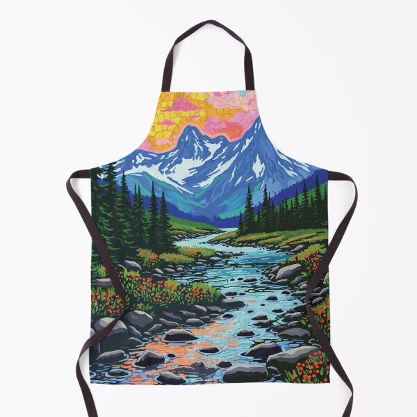 Item preview, Vibrant Mountain Valley Mosaic Landscape Art Print designed and sold by designmari.