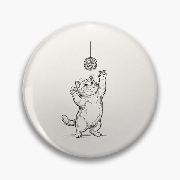 Item preview, Cat Standing Up Reaching for Yarn Ball - Black Line Art designed and sold by sxtfejvseyn.