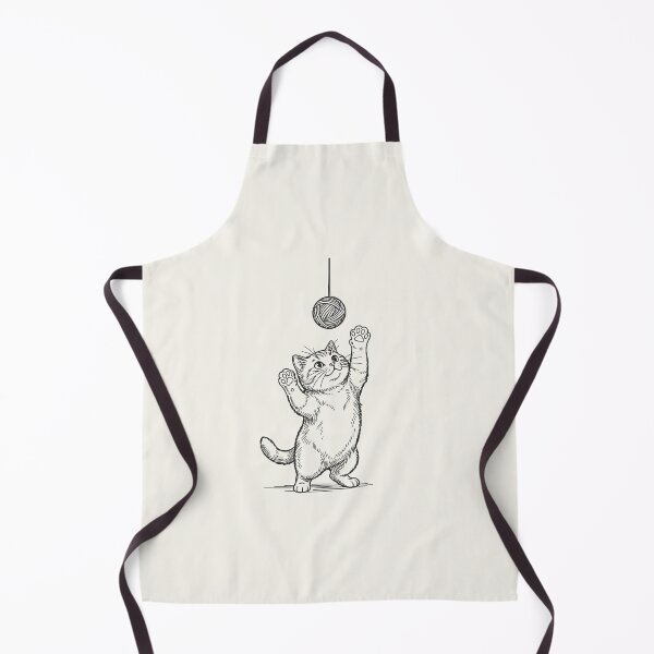 Item preview, Cat Standing Up Reaching for Yarn Ball - Black Line Art designed and sold by sxtfejvseyn.