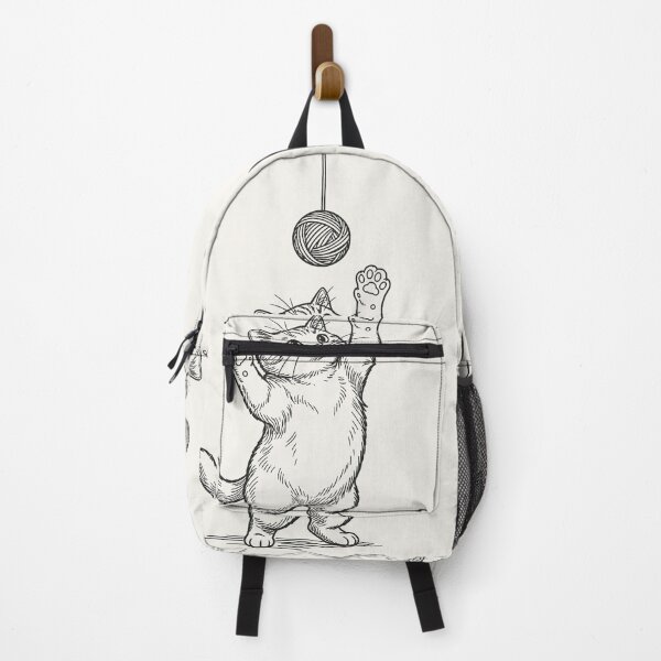 Item preview, Cat Standing Up Reaching for Yarn Ball - Black Line Art designed and sold by sxtfejvseyn.