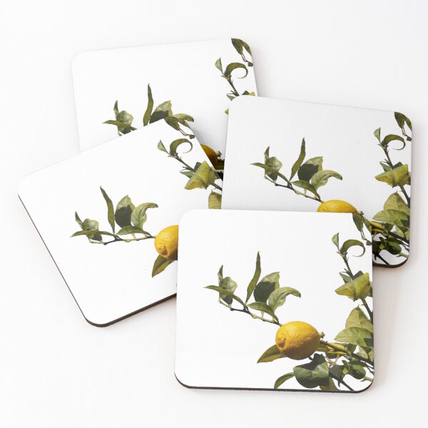 Item preview, A lemon tree with green leaves and a yellow lemon on a white background. designed and sold by elopezstock.