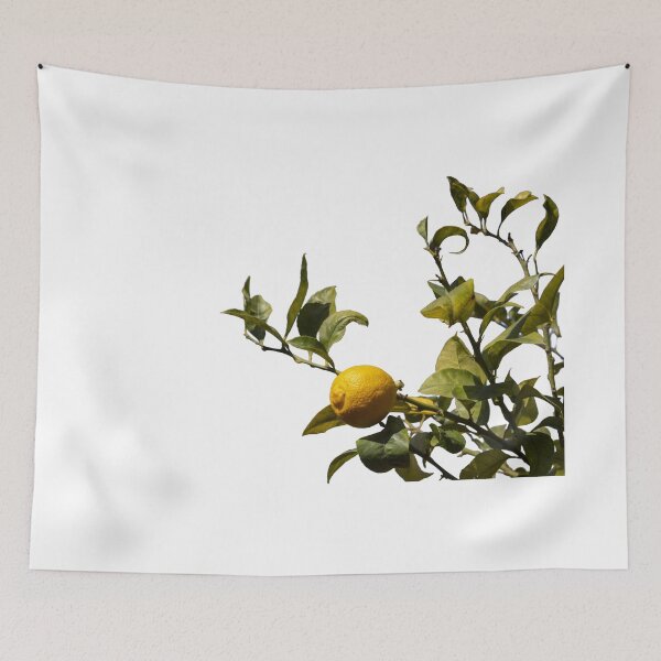 Item preview, A lemon tree with green leaves and a yellow lemon on a white background. designed and sold by elopezstock.
