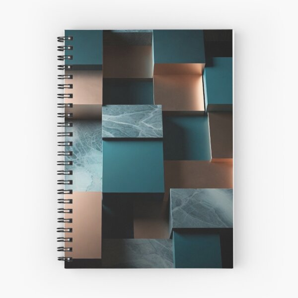 Item preview, Stacked 3D Cubes in Teal Copper Tones designed and sold by IntelliMindDesigns.
