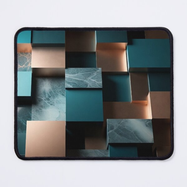 Item preview, Stacked 3D Cubes in Teal Copper Tones designed and sold by IntelliMindDesigns.
