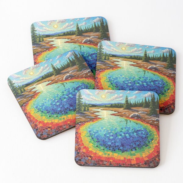 Item preview, Yellowstone Grand Prismatic Spring Mosaic Landscape Art designed and sold by designmari.