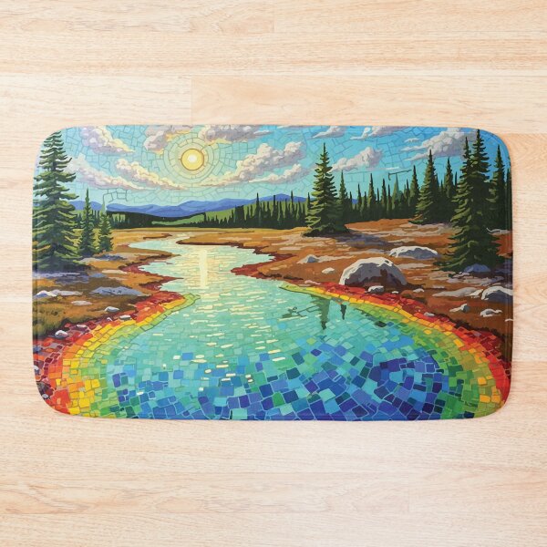 Item preview, Yellowstone Grand Prismatic Spring Mosaic Landscape Art designed and sold by designmari.