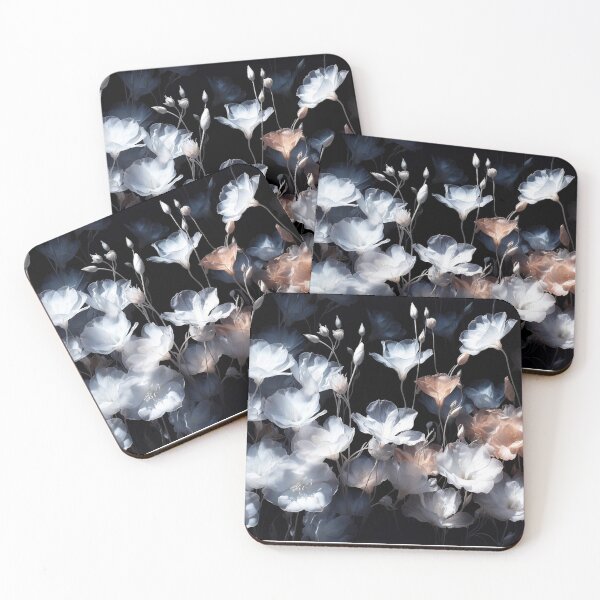 Item preview, Translucent Flowers Pale Blue White Copper designed and sold by IntelliMindDesigns.