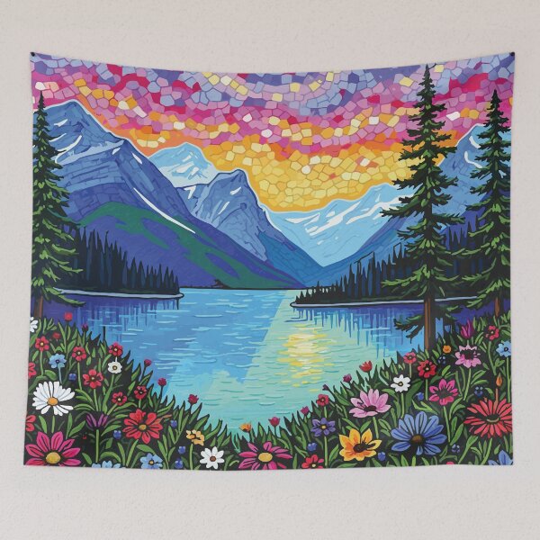 Item preview, Glacier Bay Majestic Mosaic Landscape Art Print designed and sold by designmari.