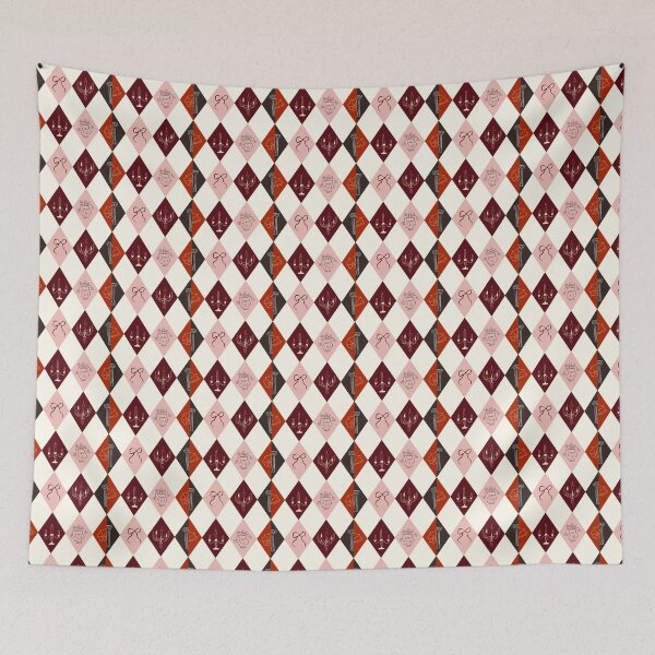 Item preview, Coquette Dark Academia Argyle & Sketch Pattern designed and sold by RM-Journey.