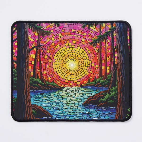 Item preview, Majestic Redwood Forest Mosaic Landscape Art Print designed and sold by designmari.