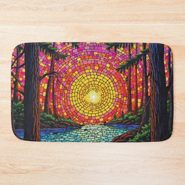 Item preview, Majestic Redwood Forest Mosaic Landscape Art Print designed and sold by designmari.
