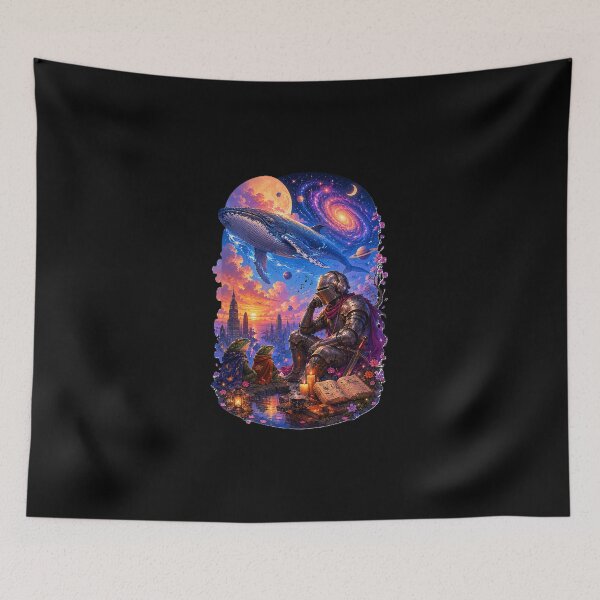 Item preview, Dreams Beyond Gravity – Surreal Fantasy Whale & Cosmic Frogs Art designed and sold by DogLord.
