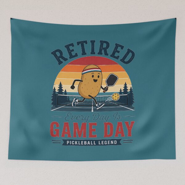 Item preview, Retired Pickleball Legend Funny Potato Player Vintage Sunset designed and sold by bosamji.