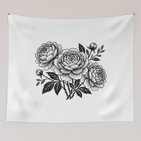 Item preview, Black and White Peony Dreams designed and sold by BrunoLinuxArt.