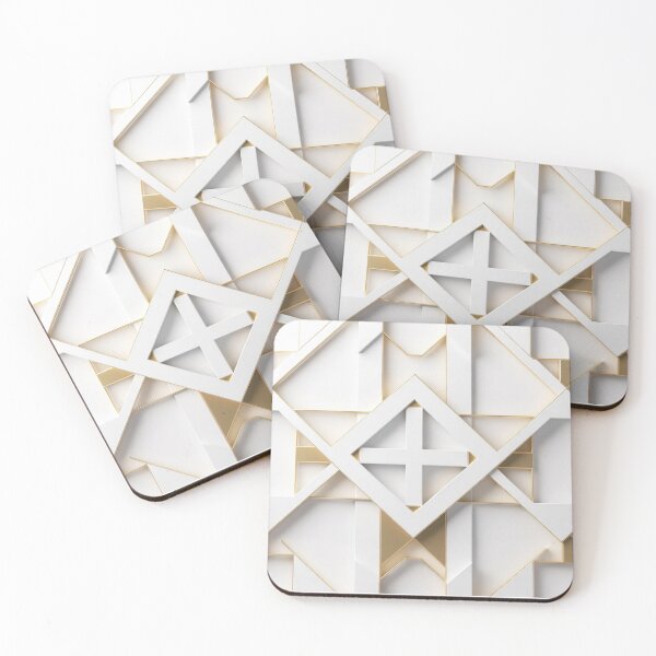 Item preview, White Geometric Relief with Gold Accents designed and sold by IntelliMindDesigns.
