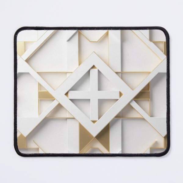 Item preview, White Geometric Relief with Gold Accents designed and sold by IntelliMindDesigns.