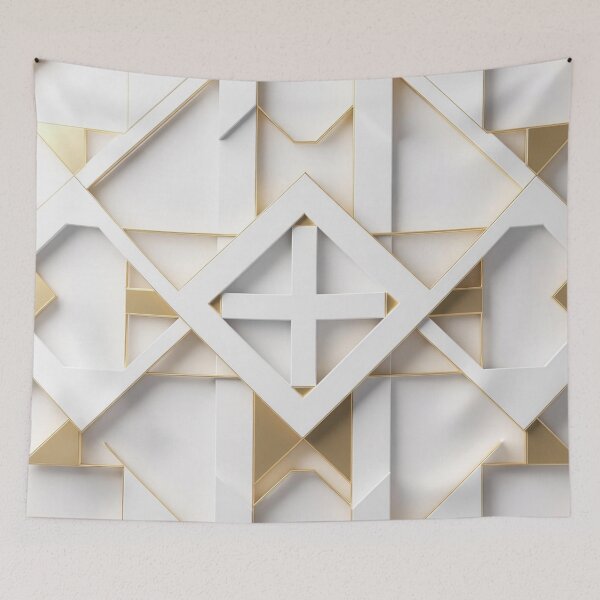 Item preview, White Geometric Relief with Gold Accents designed and sold by IntelliMindDesigns.