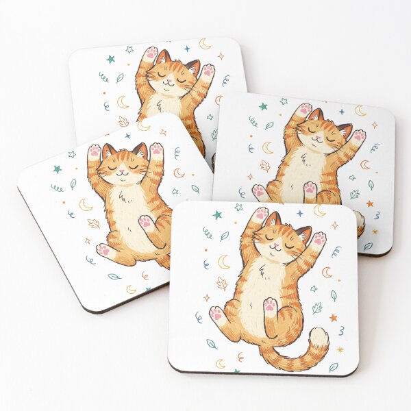 Item preview, Cozy Sleeping Orange Tabby Cat Starry Night Illustration designed and sold by TaiwanMemory.