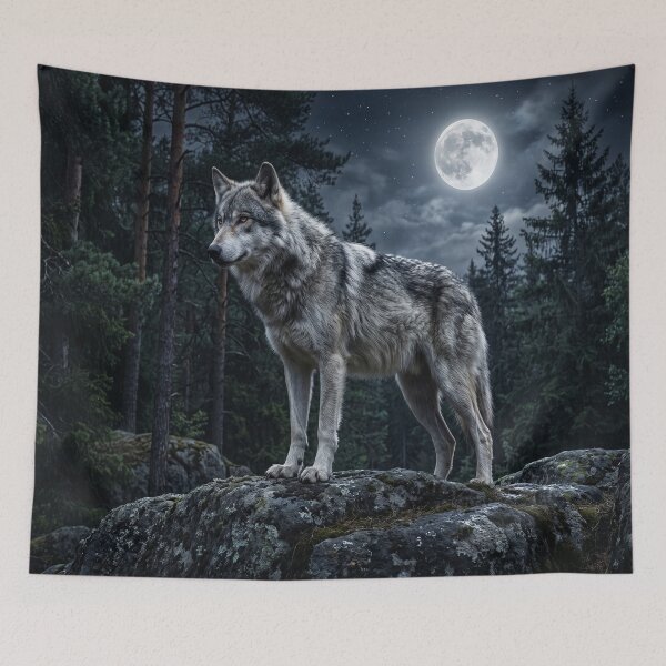 Item preview, Lone Wolf Standing Proud Under the Full Moon designed and sold by Natural life.