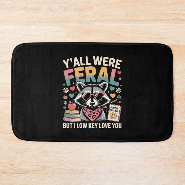 Item preview, Y’All Were Feral But I Low Key Love You Funny Teacher Raccoon Retro School  designed and sold by Zizo-DR44.