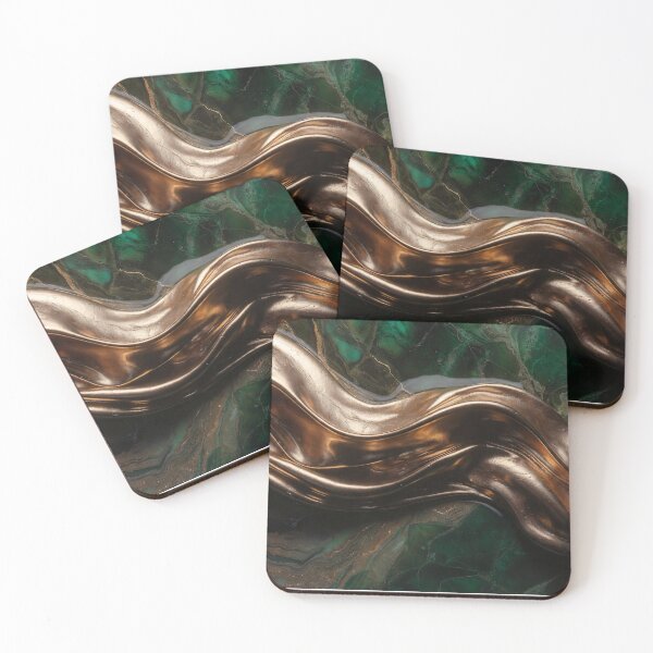 Item preview, Dark Green Marble with Bronze Gold Ribbon designed and sold by IntelliMindDesigns.