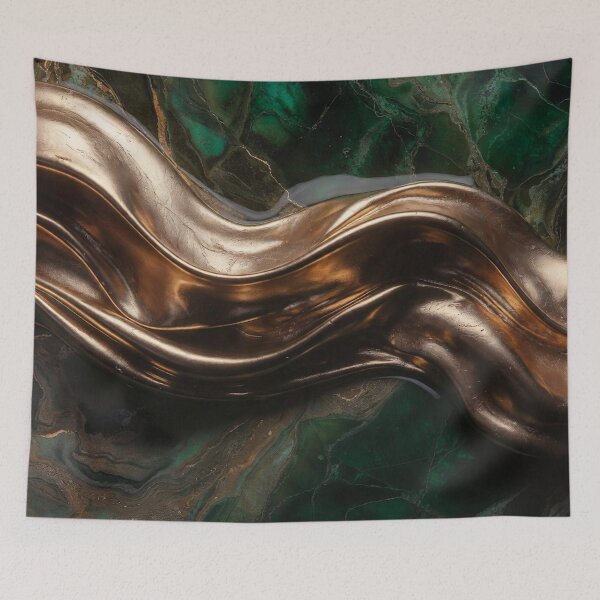 Item preview, Dark Green Marble with Bronze Gold Ribbon designed and sold by IntelliMindDesigns.