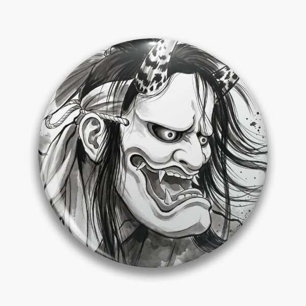 Item preview, 般若 Iwami Kagura Hannya — Japanese Demon Mask Sumi-e | Shimane Folk Art Ink Painting designed and sold by Kagura-Japan.