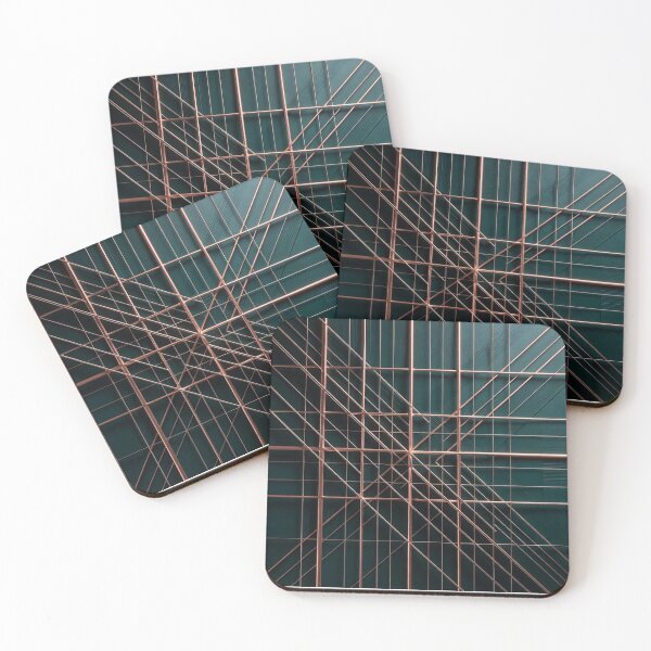 Item preview, Dark Teal with Copper Rose-Gold Grid Lines designed and sold by IntelliMindDesigns.