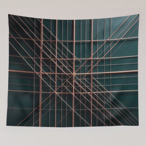 Item preview, Dark Teal with Copper Rose-Gold Grid Lines designed and sold by IntelliMindDesigns.