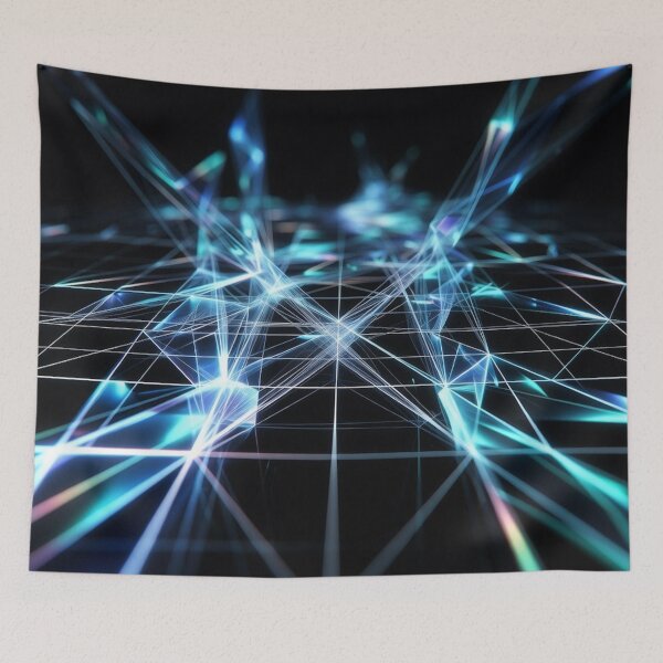 Item preview, Futuristic Neon Blue Wireframe Grid Art designed and sold by IntelliMindDesigns.