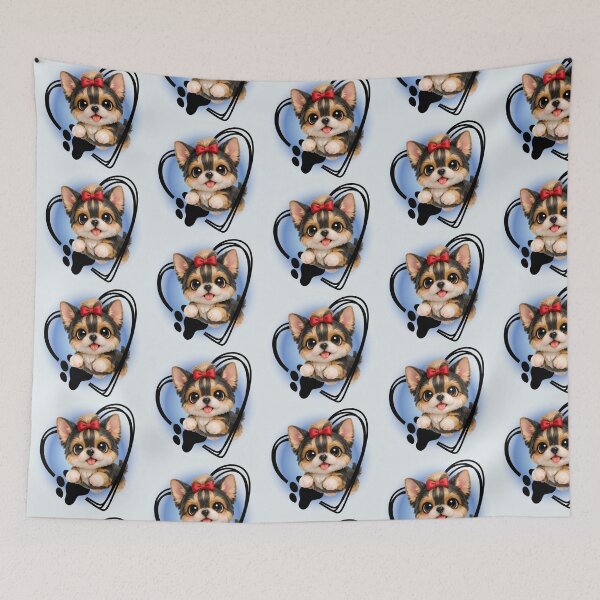 Item preview, Cute Yorkie Puppy Dog Heart Comic Pop Art designed and sold by Soluna Studio.