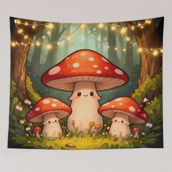 Item preview, Cute Mushrooms in a Magical Forest designed and sold by WrenAndWhimsy.