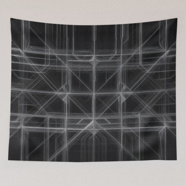 Item preview, Monochrome Gray Glowing Line Grid Art designed and sold by IntelliMindDesigns.