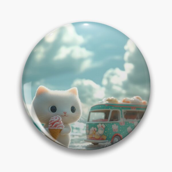 Item preview, Cute Fluffy Cat with Ice Cream on Beach designed and sold by colorful-white.