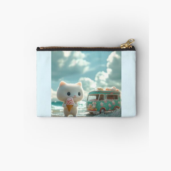 Item preview, Cute Fluffy Cat with Ice Cream on Beach designed and sold by colorful-white.