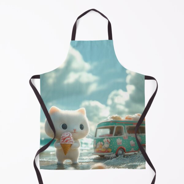 Item preview, Cute Fluffy Cat with Ice Cream on Beach designed and sold by colorful-white.