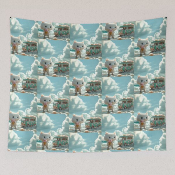 Item preview, Cute Fluffy Cat with Ice Cream on Beach designed and sold by colorful-white.