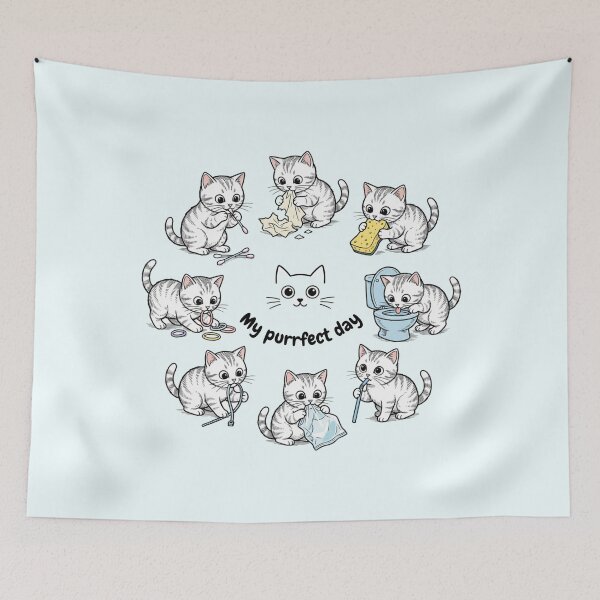 Item preview, My Purrfect Day – Funny Cat Sticker Sheet designed and sold by HumTumMe.