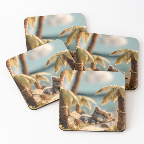 Item preview, Fluffy Cat Napping in Tropical Beach Hammock designed and sold by colorful-white.