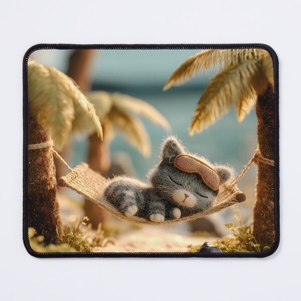 Item preview, Fluffy Cat Napping in Tropical Beach Hammock designed and sold by colorful-white.