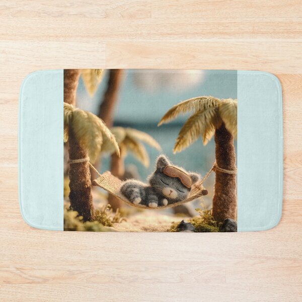 Item preview, Fluffy Cat Napping in Tropical Beach Hammock designed and sold by colorful-white.