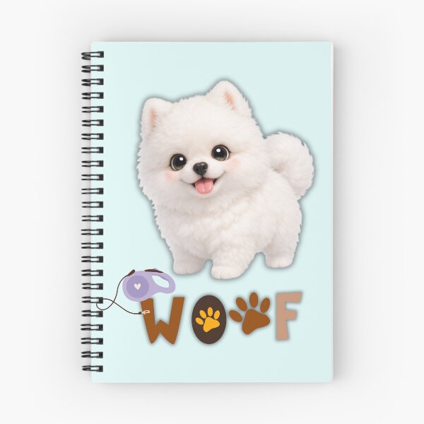 Item preview, Cute Fluffy White Pomeranian Puppy Woof Typography designed and sold by Soluna Studio.