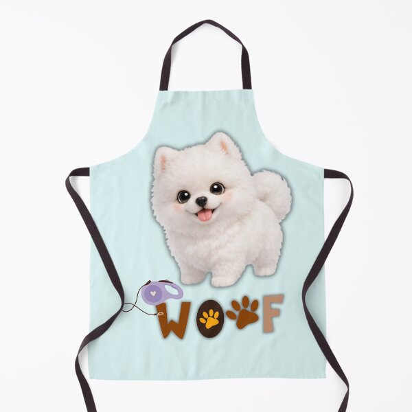 Item preview, Cute Fluffy White Pomeranian Puppy Woof Typography designed and sold by Soluna Studio.